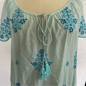 Lulu Soul boho cotton beads embroidery light soft dress s/s, tassels. India Szxs